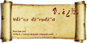 Vácz Árpád névjegykártya