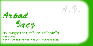 arpad vacz business card